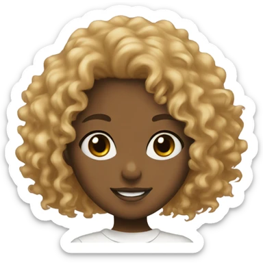 girl with bleach hare, brown eyes, curly hair  sticker