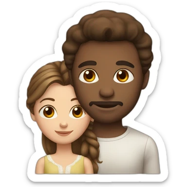 African man and russian girl with brown hair sticker