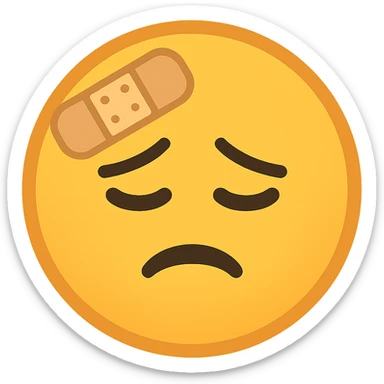 yellow face with bandage emoji, digital illustration sticker