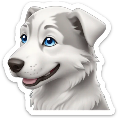 Happy Puppy Wolf dog white blue eyes sticker