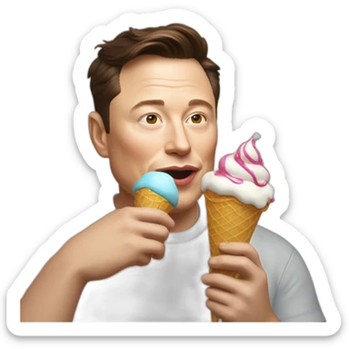 Cartooney Elon Musk eating an ice cream, iOS emoji sticker