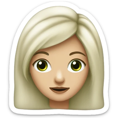 Fille avec cheveux blond gris au yeux vert avec un teint alé sticker
