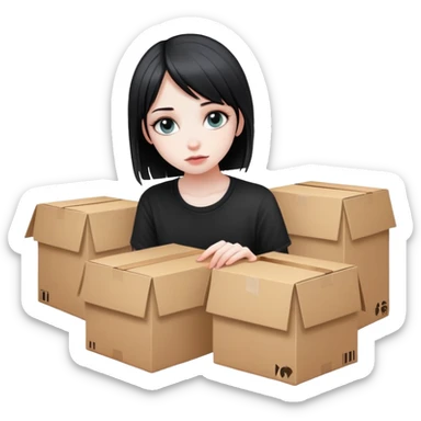 emo girl packing boxes sticker