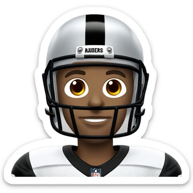 big white man wearing oakland raiders nfl football helmet and jersey sticker