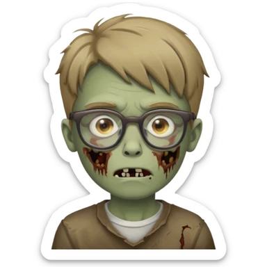 boy zombie with dark blonde hair and glasses sticker