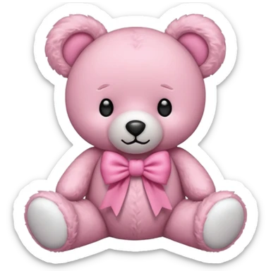 pink bow teddy bear solo sticker