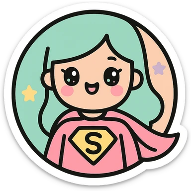 little alchemy style icon
subject: super human
border: medium-black
shape: round, circular
background: white
style: full color fill with medium black outlining sticker