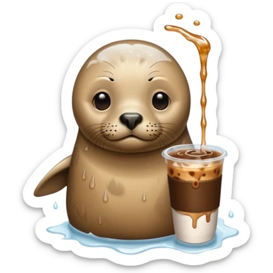 Seal with iced coffee sticker