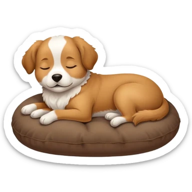 dog sleeping on brown pillow sticker