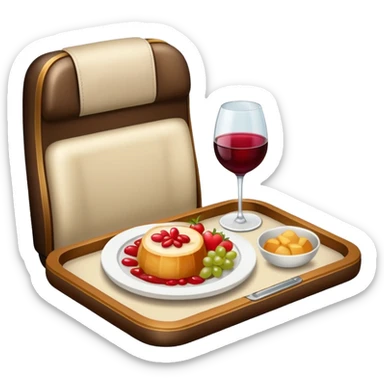 luxury plane food with wine sticker
