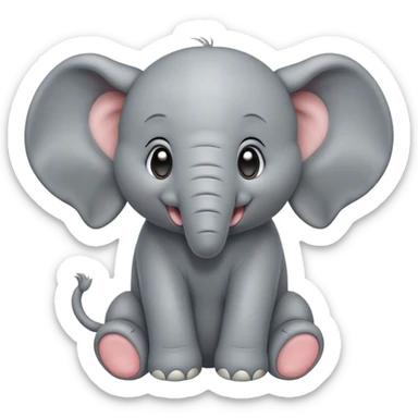 Cinematic Cute Yawning Baby Elephant Portrait Emoji, Head tilted slightly with a dramatic, wide-open yawn, showcasing a soft, downy gray hide with oversized drooping ears, round eyes barely open in drowsy contentment, Simplified yet irresistibly adorable features, highly detailed, glowing with a soft, cozy glow, high shine, relaxed yet expressive, stylized with a touch of gentle whimsy, bright and endearing, soft glowing outline, capturing the essence of a sleepy yet affectionate baby elephant, so drowsy it feels like it could stretch out of the screen and curl up for a nap! sticker