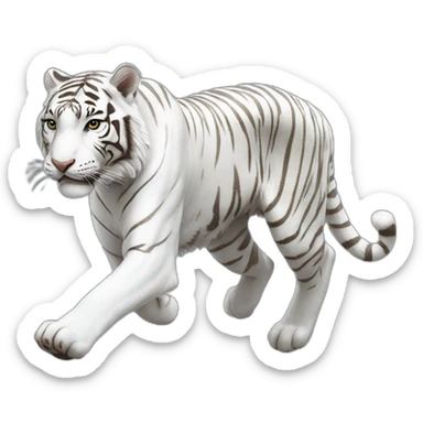 3 white tiger running to the left sticker