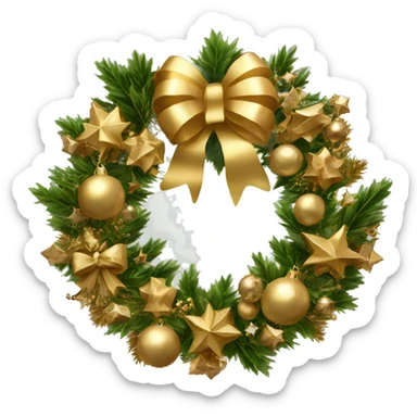 gold metalic Christmas wreath  sticker
