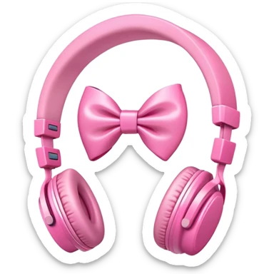 Pink headphones with bow  sticker