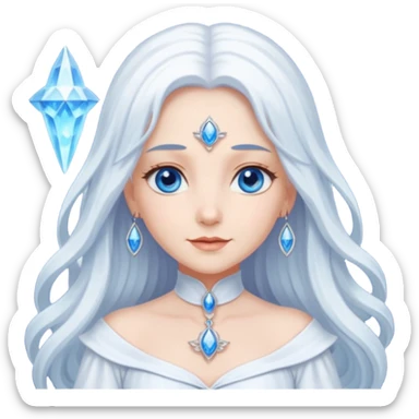 Good Witch of the North from the Wizard of Oz with long white hair, blue eyes, white outfit sticker