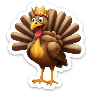 Turkey with its tongue out wearing a crown dancing sticker
