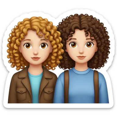 Two girls one with curly hair and one with street hair  sticker