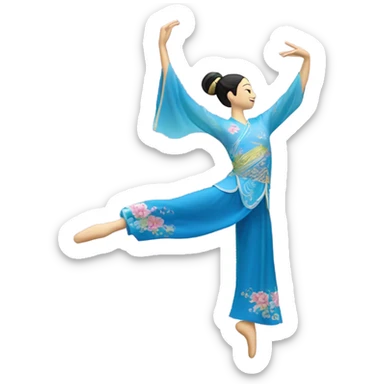 Shen yun dancer with one leg in the air flowing sleeves on arms sticker