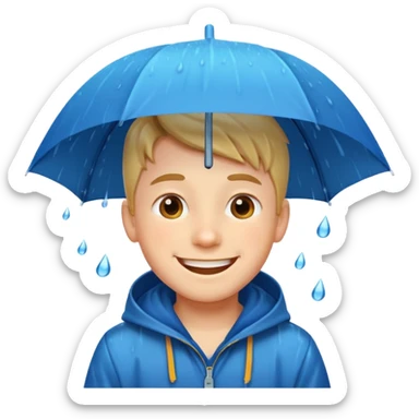 Happy boy in the rain  sticker