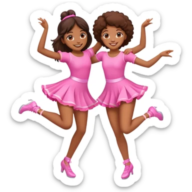 two brown girls dancing in pink outfits sticker