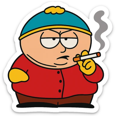 Eric Cartman from South Park smoking sticker