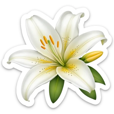 White lily flower sticker