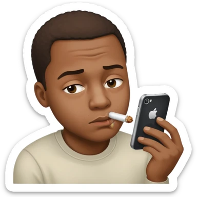 black man doing a line of coke from his phone sticker