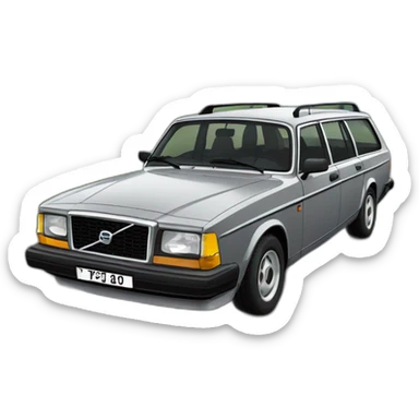 grey volvo 240 estate on a road sticker