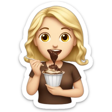 white women eating chocolate sticker