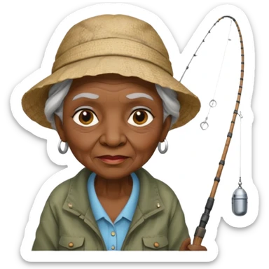 Fisher old woman black sticker