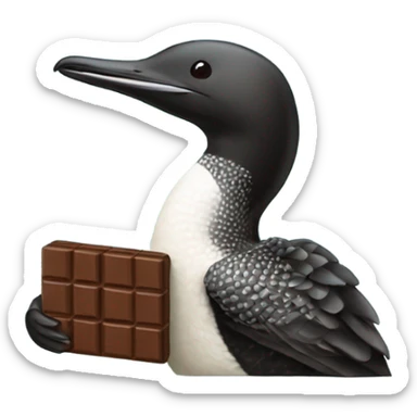 Common loon holding a chocolate bar  sticker