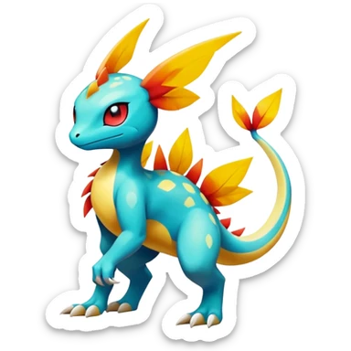 exotic fantasy-creature-Fakémon-Pokémon, full body, with random markings sticker