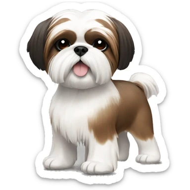 White Shih Tzu with brown and black ears and brown body patches  sticker
