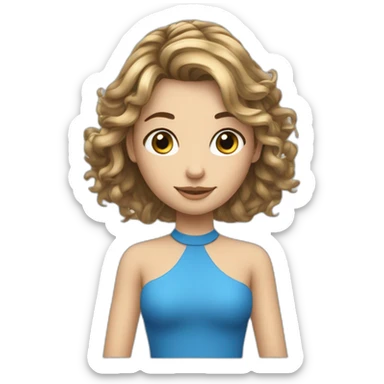 Fille ado cheveux châtain claire yeux bleu sticker