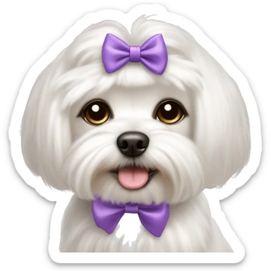 Maltese cute dog with a coquette bow on top sticker