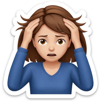 A girl pulling her hair sticker