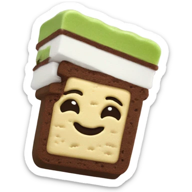 pistachio and chocolate ice cream sandwich that is 3d and detailed sticker