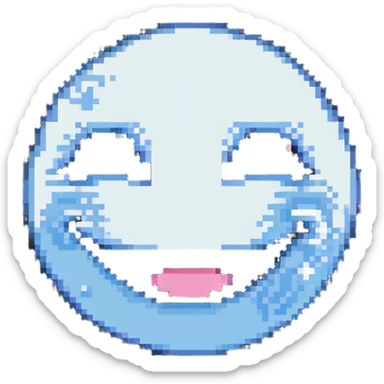 grinning face with a tear pixel art style sticker