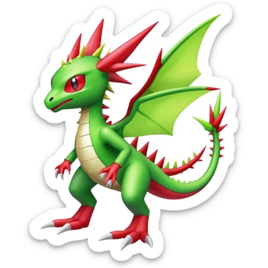 Spiky Cool Edgy shiny colorful Digimon-Fakemon-Flygon-Gabite, full body, two legs sticker