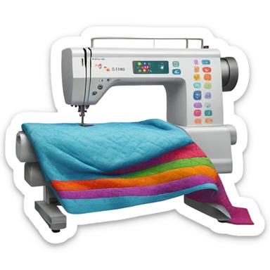 Embroidery machine Quilting a colourful blanket sticker