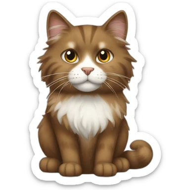 brown, fluffy cat with a white muzzle completely sticker