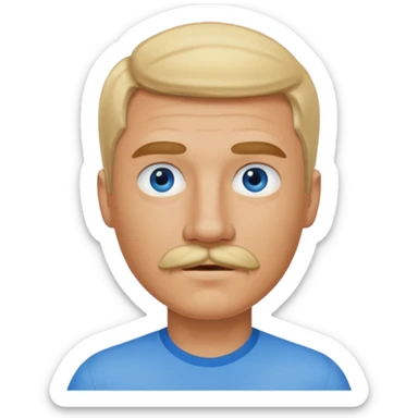normal emoji 👨🏼 guy with blond hair, mustache, and blue eyes sticker