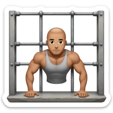 Prisoner doing pushups inside jail cell sticker