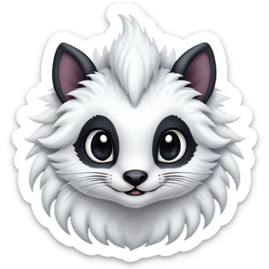 Fantasy-fantasy creature, black ears, no Scapha, black long scaly tail, big eyes, black eyes, white fur, black claws, cute, adorable, nostril holes sticker