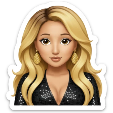 Adrienne Bailon from 3lw/Cheetah Girls with long golden blonde hair, black sequin outfit sticker