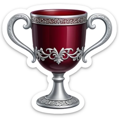 silver cup with wine sticker