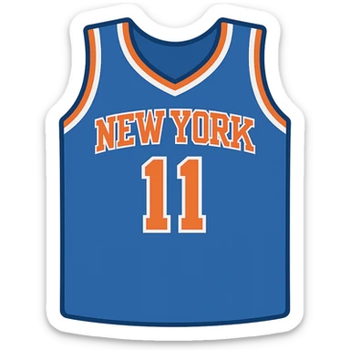 new york knicks basketball jersey featuring the number 11, twitter emoji style sticker