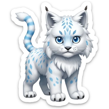 Snowy fluffy Ice-type Fakémon-Lynx full body sticker