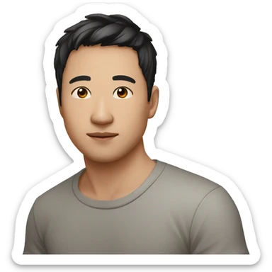 38 years old laotien guy with round asiand black eyes, fair skin sticker