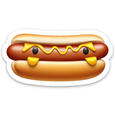 Hot dog with a smiley face sticker